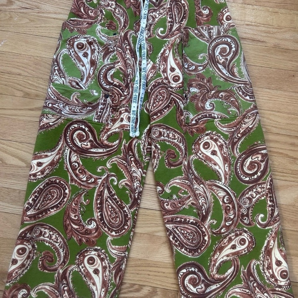 NWOT WeThe Free People Jet Set Paisley Print Wide-Leg Pants, size XS - Picture 2 of 4